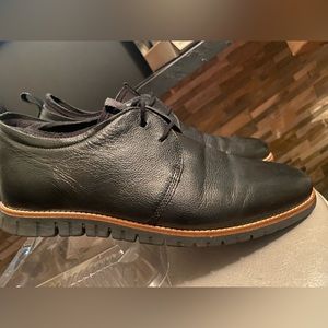 (EUC) MENS HUSH PUPPIES COLBY OXFORDS SIZE 11 BLACK PEBBLED GRAIN (EXCELLENT)